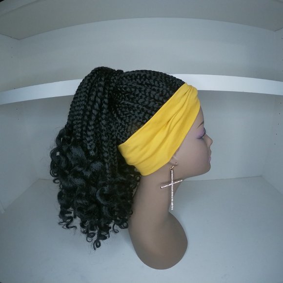 Headband Wig Goddess Box Braid Curly End Ponytail Wigs Updo Wigs for Black Women - Picture 6 of 8